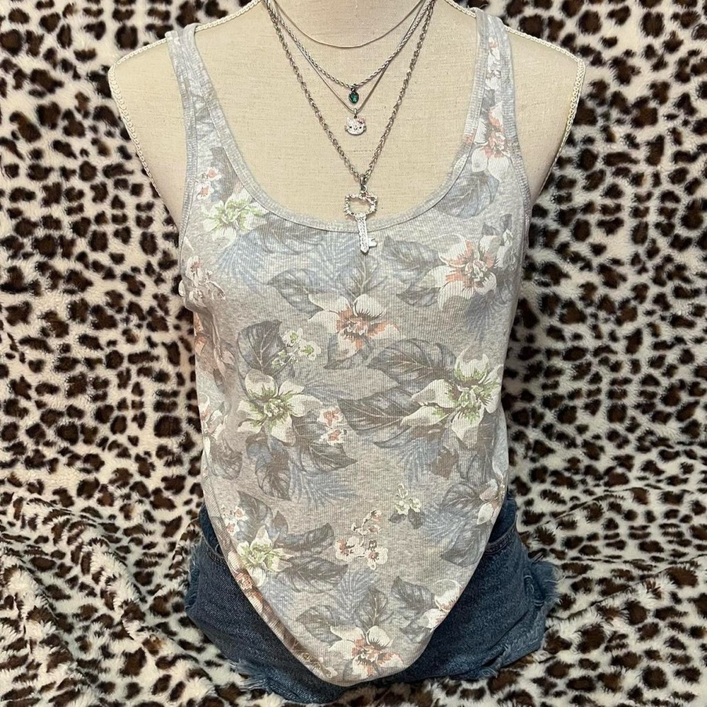 light grey floral tank top